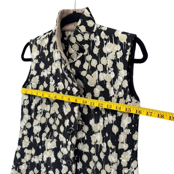 RTW Charleston Tunic Top Womens Black Gold Silks Sleeveless Button Front Size S - Picture 11 of 13